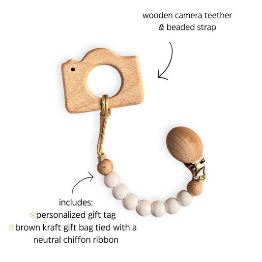 Wooden Camera Teether Gift Set